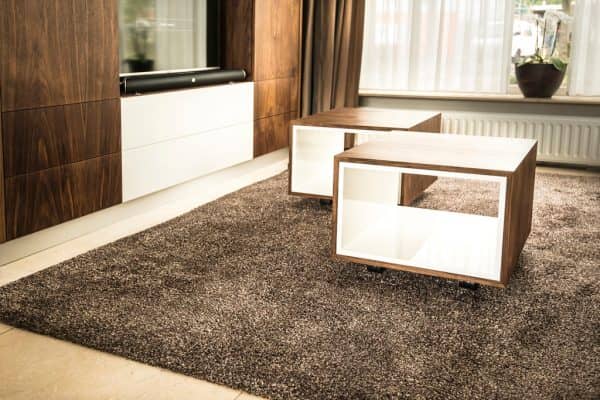 Salontafels notenhout met wit hoogglans